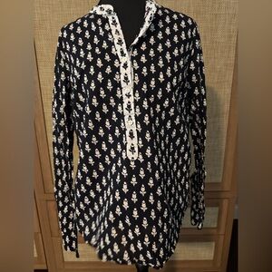 J. Crew Black & White Blouse EUC